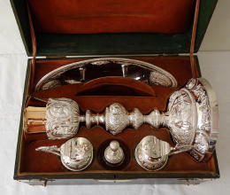 French antique solid silver Baroque Chapel Set